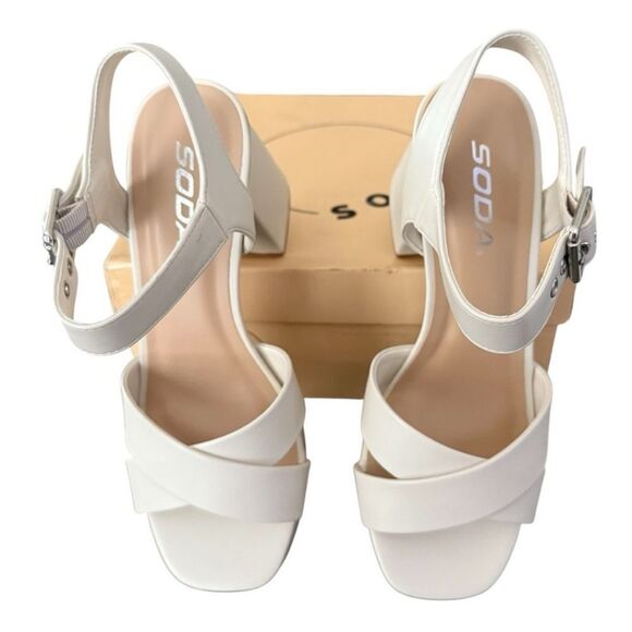 Soda Leila Bone PU Ivory Platform Shoes with Chunky Sole Women’s Size 6 Medium - Picture 6 of 15